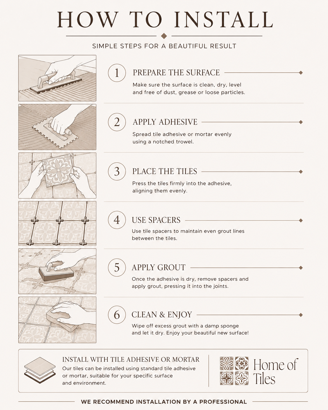 how to install the tiles